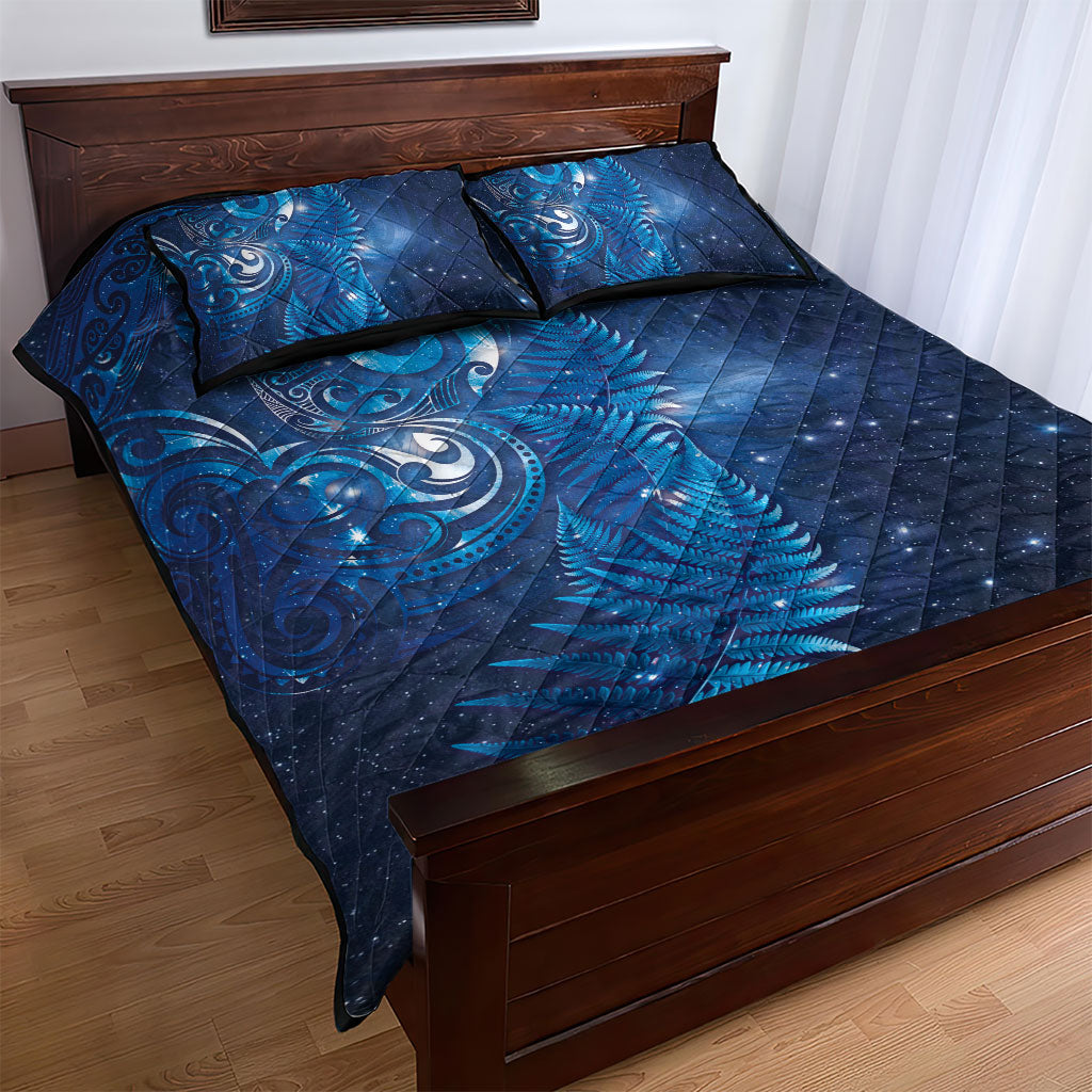 Aotearoa New Zealand New Year Quilt Bed Set Tribal Koru Tattoo Blue Galaxy Maori Silver Fern LT03 - Polynesian Pride