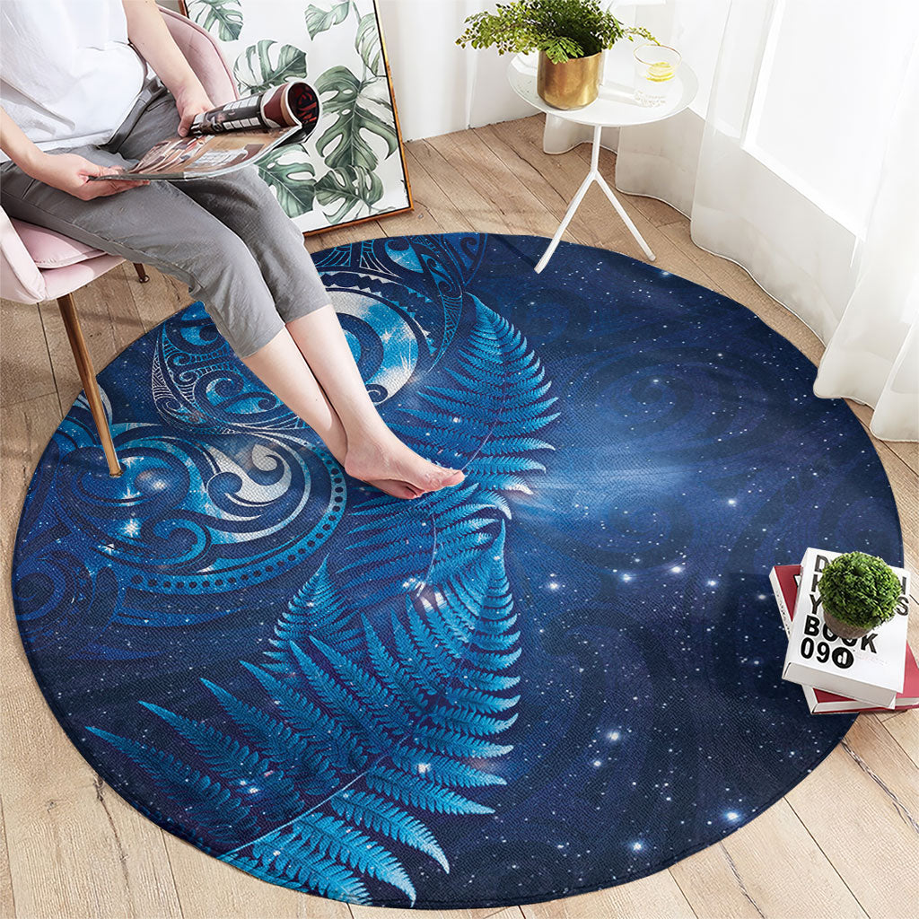 Aotearoa New Zealand New Year Round Carpet Tribal Koru Tattoo Blue Galaxy Maori Silver Fern LT03 - Polynesian Pride