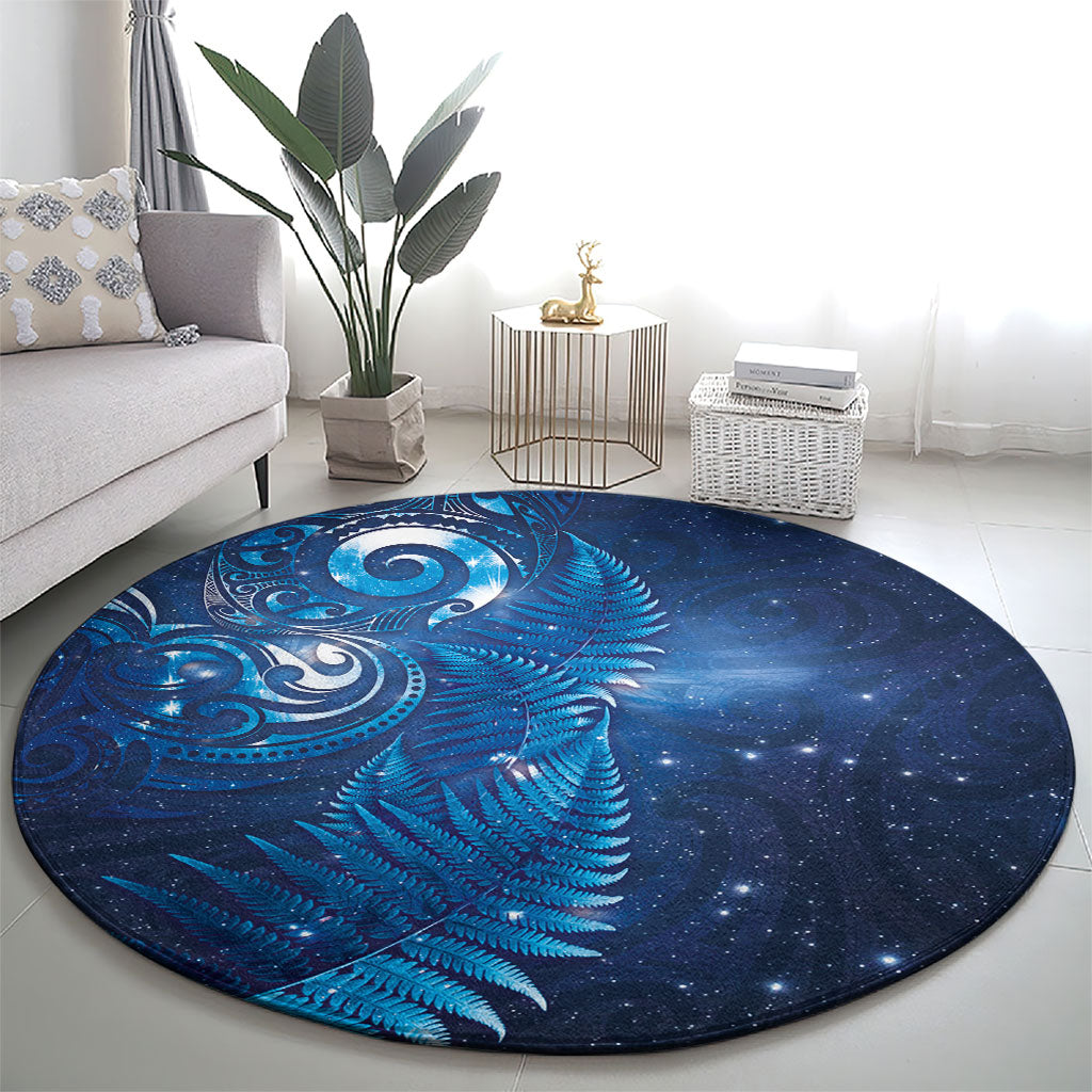 Aotearoa New Zealand New Year Round Carpet Tribal Koru Tattoo Blue Galaxy Maori Silver Fern LT03 - Polynesian Pride