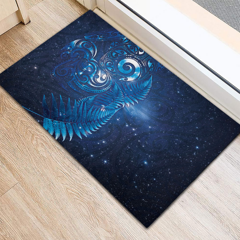 Aotearoa New Zealand New Year Rubber Doormat Tribal Koru Tattoo Blue Galaxy Maori Silver Fern LT03 - Polynesian Pride