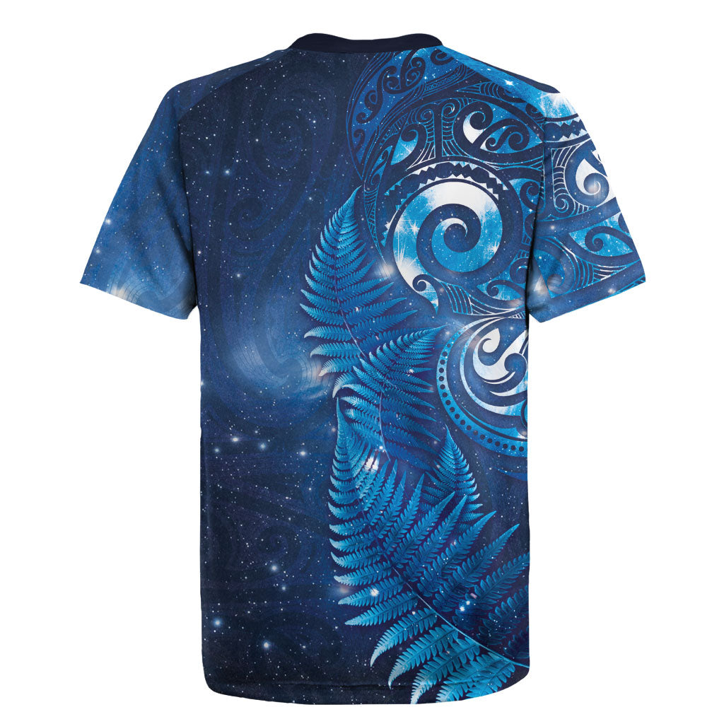 Aotearoa New Zealand New Year Rugby Jersey Tribal Koru Tattoo Blue Galaxy Maori Silver Fern LT03 - Polynesian Pride