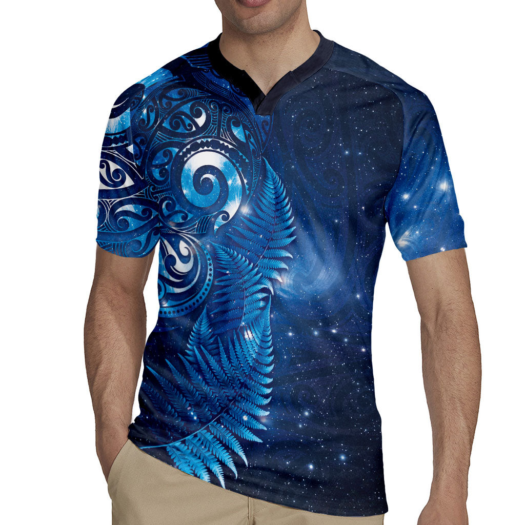 Aotearoa New Zealand New Year Rugby Jersey Tribal Koru Tattoo Blue Galaxy Maori Silver Fern LT03 - Polynesian Pride