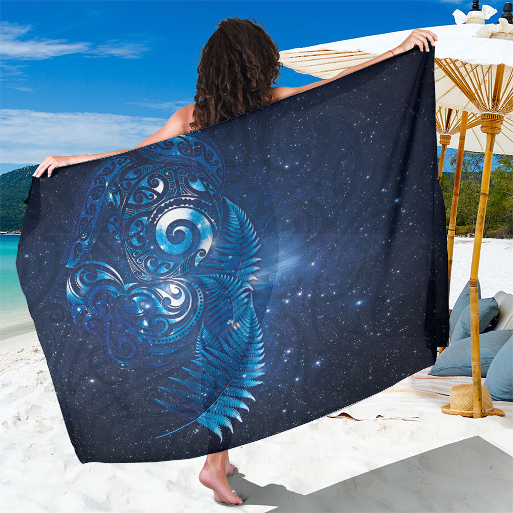 Aotearoa New Zealand New Year Sarong Tribal Koru Tattoo Blue Galaxy Maori Silver Fern LT03 One Size 44 x 66 inches Blue - Polynesian Pride