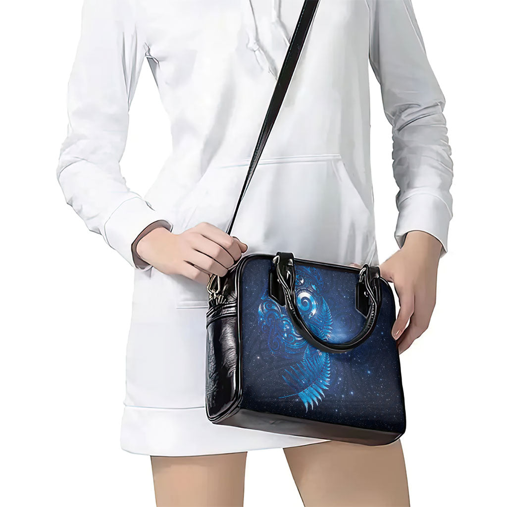 Aotearoa New Zealand New Year Shoulder Handbag Tribal Koru Tattoo Blue Galaxy Maori Silver Fern LT03 - Polynesian Pride