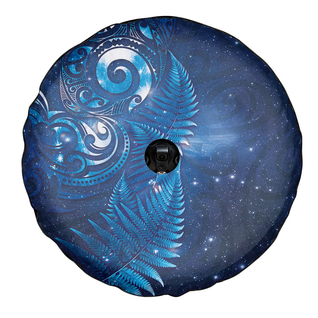 Aotearoa New Zealand New Year Spare Tire Cover Tribal Koru Tattoo Blue Galaxy Maori Silver Fern LT03 - Polynesian Pride