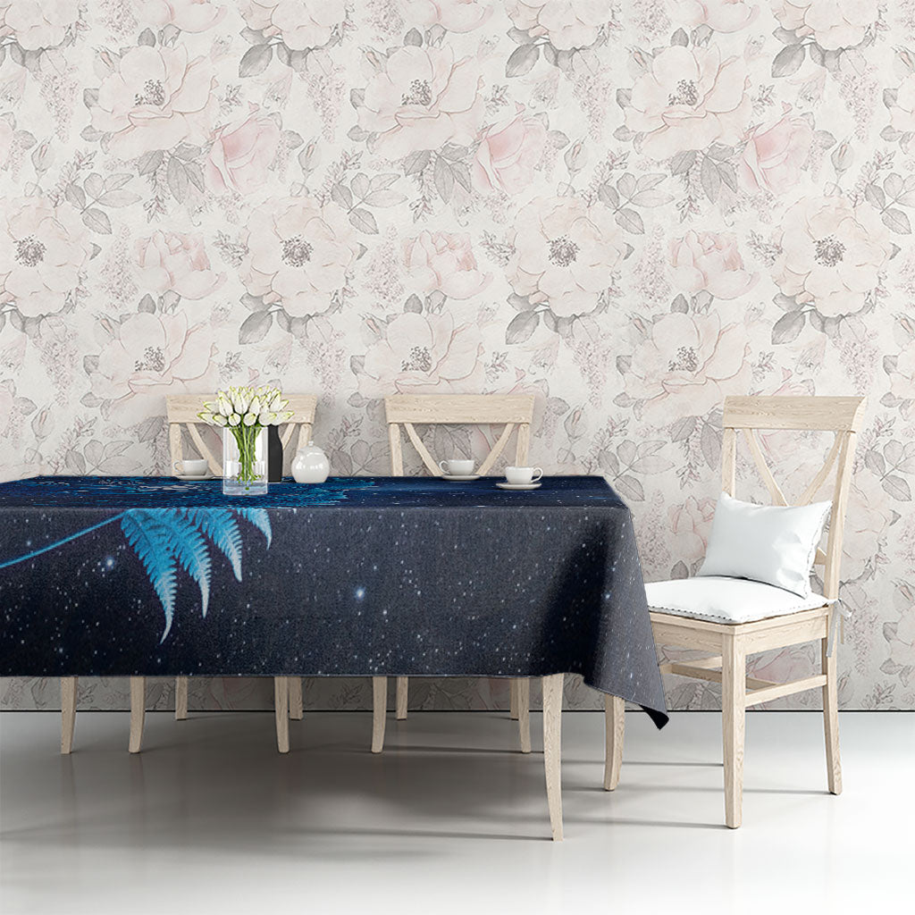 Aotearoa New Zealand New Year Tablecloth Tribal Koru Tattoo Blue Galaxy Maori Silver Fern LT03 - Polynesian Pride