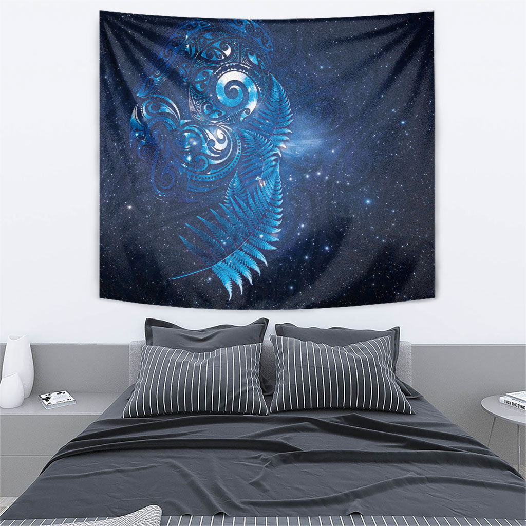 Aotearoa New Zealand New Year Tapestry Tribal Koru Tattoo Blue Galaxy Maori Silver Fern LT03 - Polynesian Pride