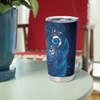 Aotearoa New Zealand New Year Tumbler Cup Tribal Koru Tattoo Blue Galaxy Maori Silver Fern LT03 - Polynesian Pride