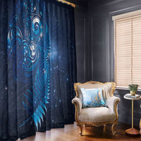 Aotearoa New Zealand New Year Window Curtain Tribal Koru Tattoo Blue Galaxy Maori Silver Fern LT03 - Polynesian Pride