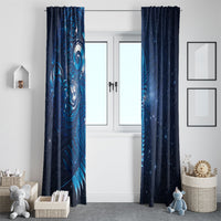 Aotearoa New Zealand New Year Window Curtain Tribal Koru Tattoo Blue Galaxy Maori Silver Fern LT03 - Polynesian Pride