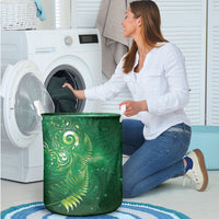 Aotearoa New Zealand New Year Laundry Basket Tribal Koru Tattoo Green Galaxy Maori Silver Fern LT03 - Polynesian Pride