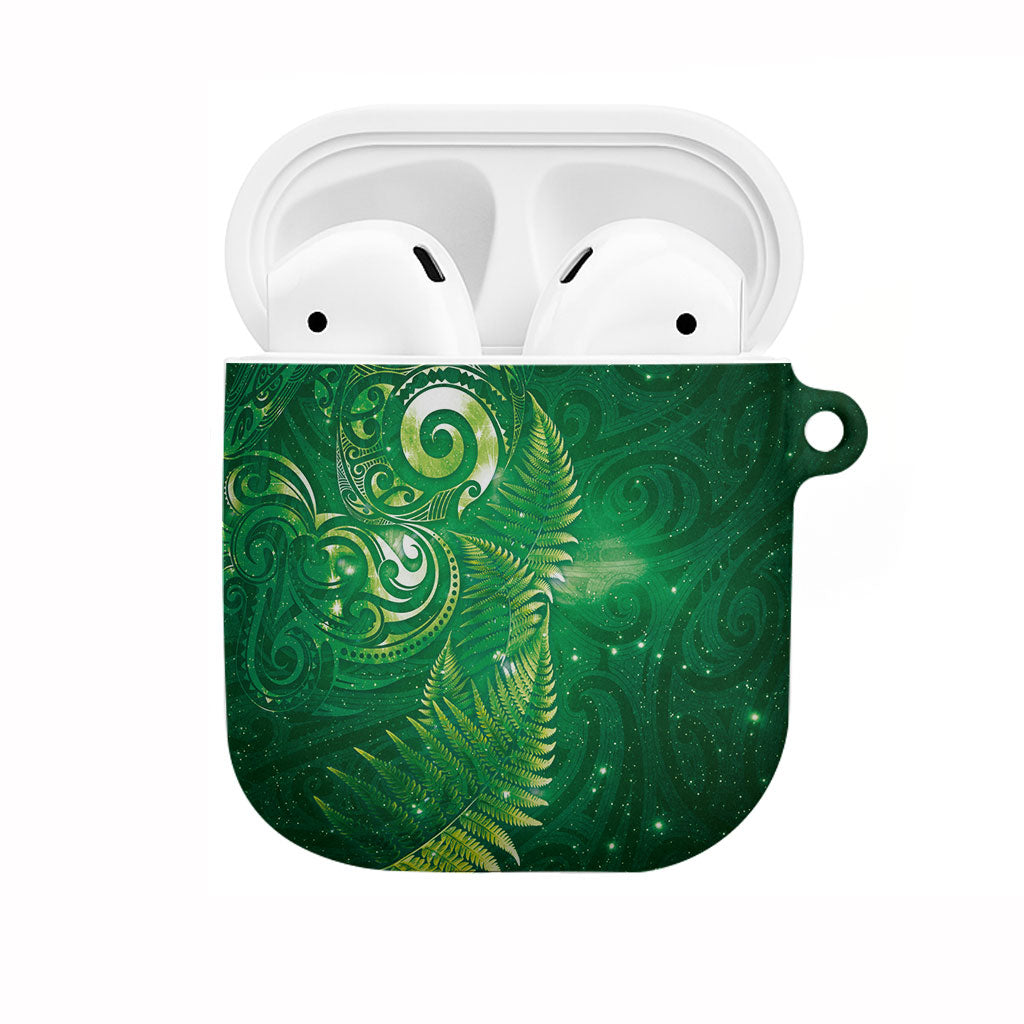 Aotearoa New Zealand New Year AirPods Case Tribal Koru Tattoo Green Galaxy Maori Silver Fern LT03 Green - Polynesian Pride