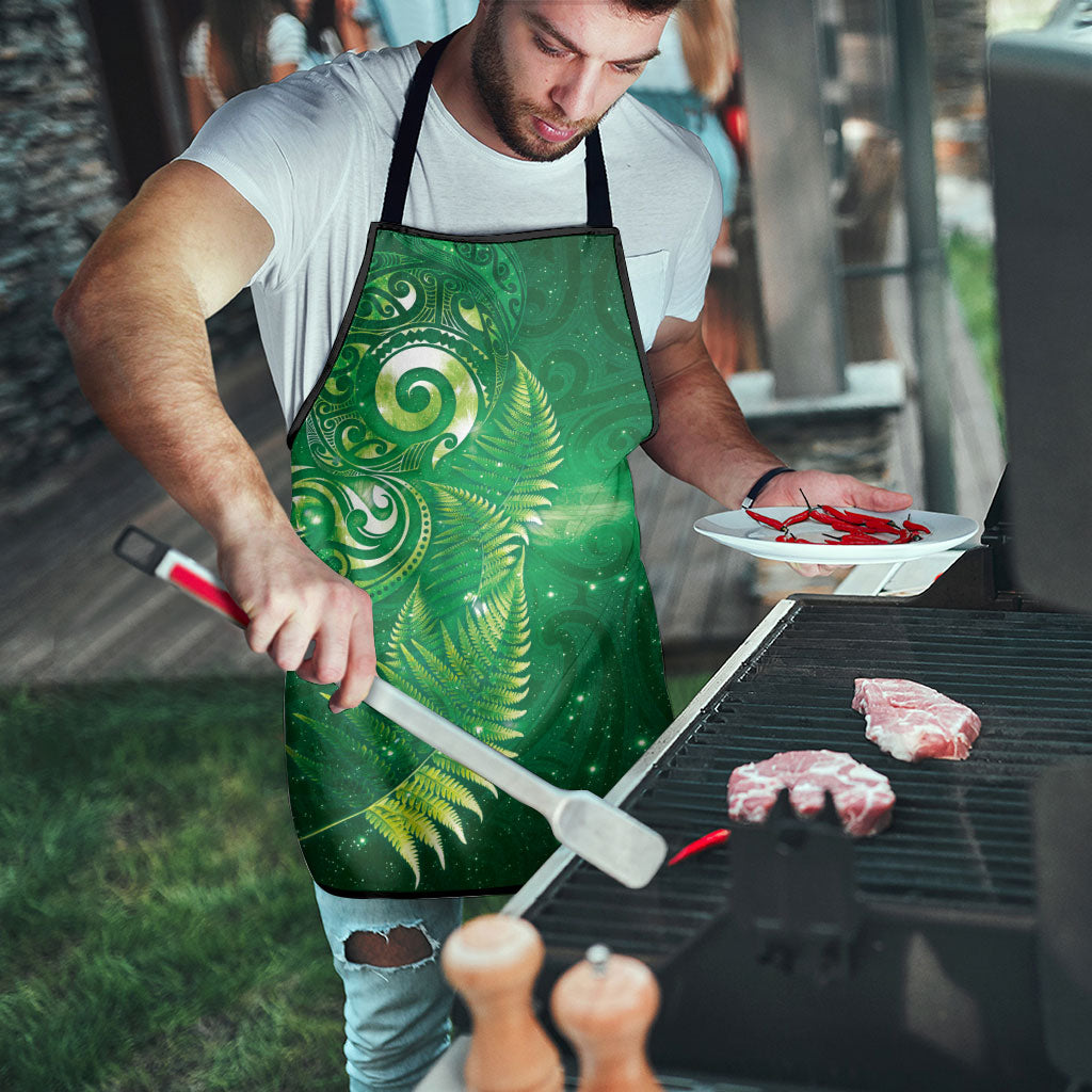 Aotearoa New Zealand New Year Apron Tribal Koru Tattoo Green Galaxy Maori Silver Fern LT03 - Polynesian Pride