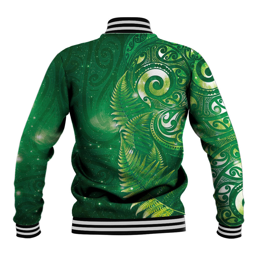 Aotearoa New Zealand New Year Baseball Jacket Tribal Koru Tattoo Green Galaxy Maori Silver Fern LT03 - Polynesian Pride
