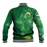 Aotearoa New Zealand New Year Baseball Jacket Tribal Koru Tattoo Green Galaxy Maori Silver Fern LT03 - Polynesian Pride