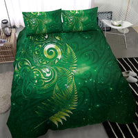 Aotearoa New Zealand New Year Bedding Set Tribal Koru Tattoo Green Galaxy Maori Silver Fern LT03 - Polynesian Pride