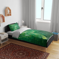 Aotearoa New Zealand New Year Bedding Set Tribal Koru Tattoo Green Galaxy Maori Silver Fern LT03 - Polynesian Pride