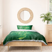 Aotearoa New Zealand New Year Bedding Set Tribal Koru Tattoo Green Galaxy Maori Silver Fern LT03 - Polynesian Pride