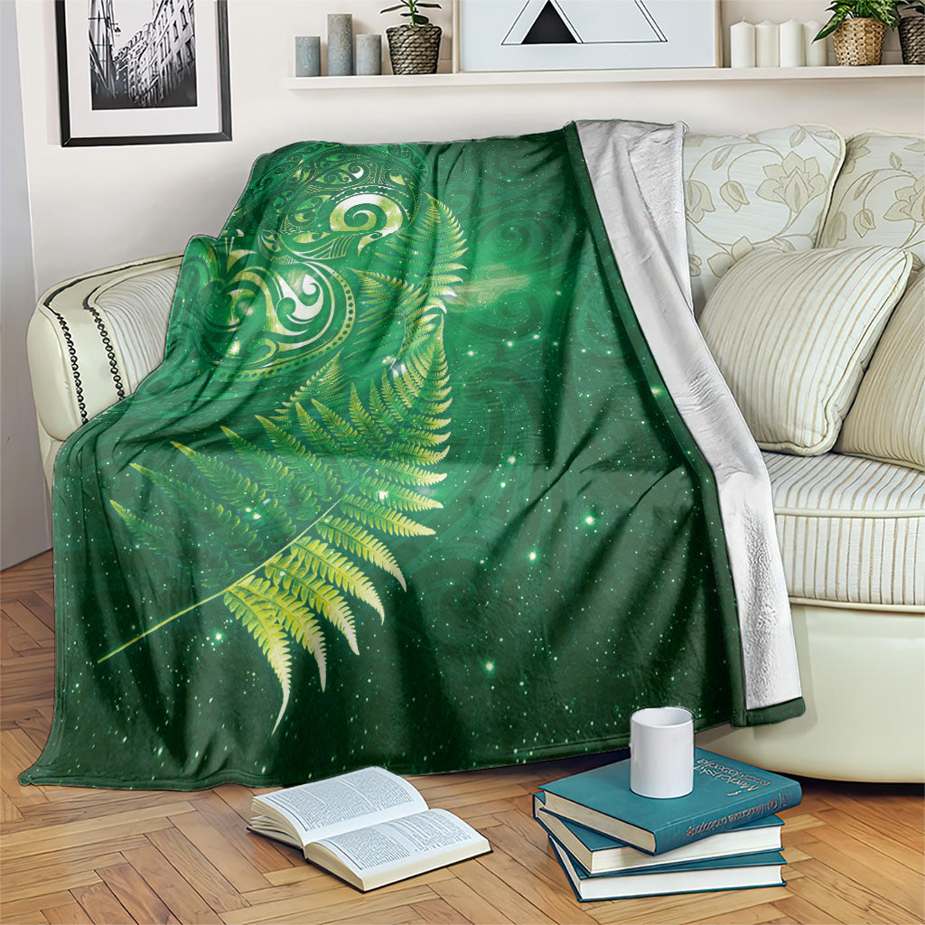 Aotearoa New Zealand New Year Blanket Tribal Koru Tattoo Green Galaxy Maori Silver Fern LT03 Green - Polynesian Pride