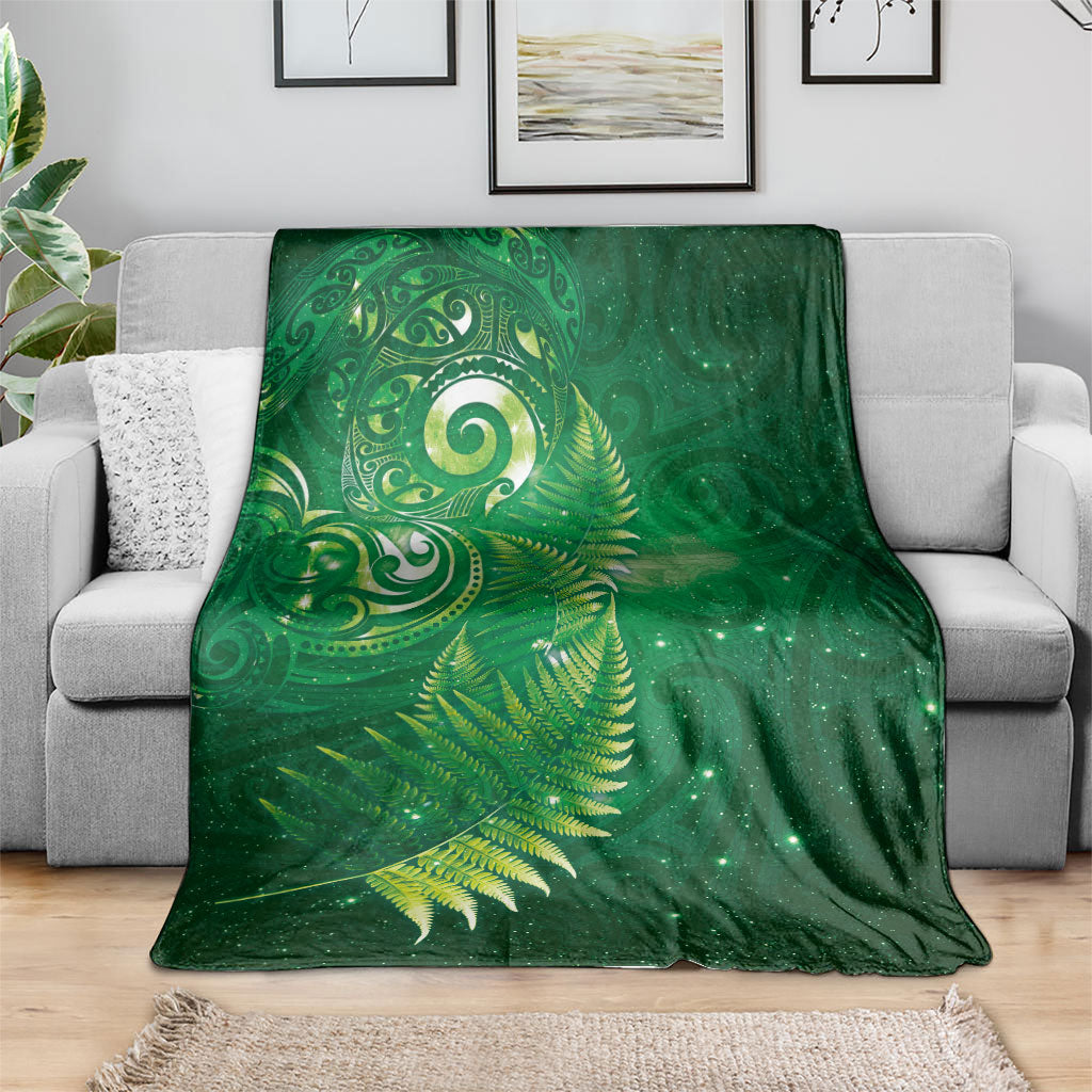 Aotearoa New Zealand New Year Blanket Tribal Koru Tattoo Green Galaxy Maori Silver Fern LT03 - Polynesian Pride