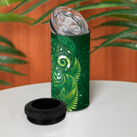 Aotearoa New Zealand New Year 4 in 1 Can Cooler Tumbler Tribal Koru Tattoo Green Galaxy Maori Silver Fern LT03 - Polynesian Pride