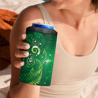 Aotearoa New Zealand New Year 4 in 1 Can Cooler Tumbler Tribal Koru Tattoo Green Galaxy Maori Silver Fern LT03 - Polynesian Pride