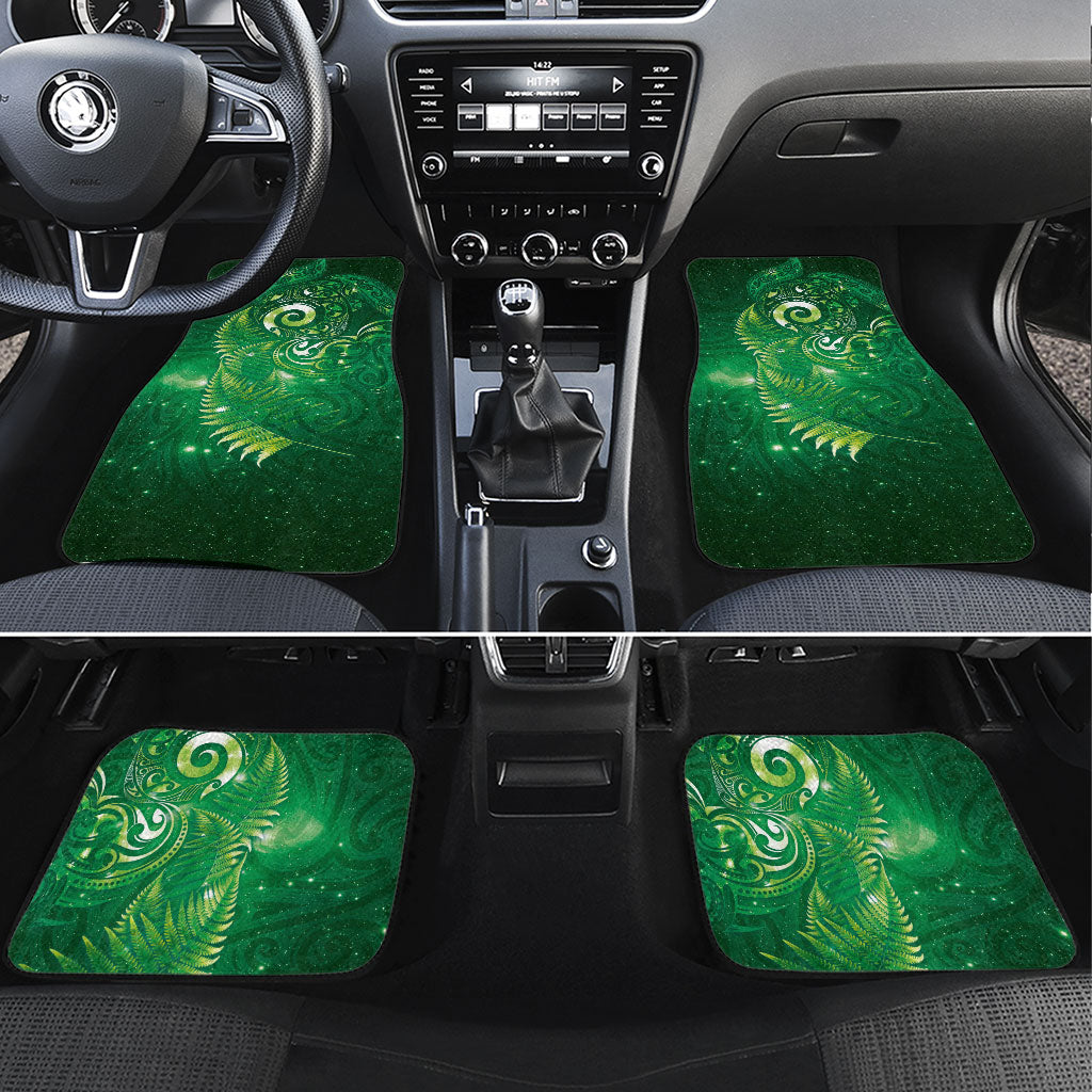 Aotearoa New Zealand New Year Car Mats Tribal Koru Tattoo Green Galaxy Maori Silver Fern