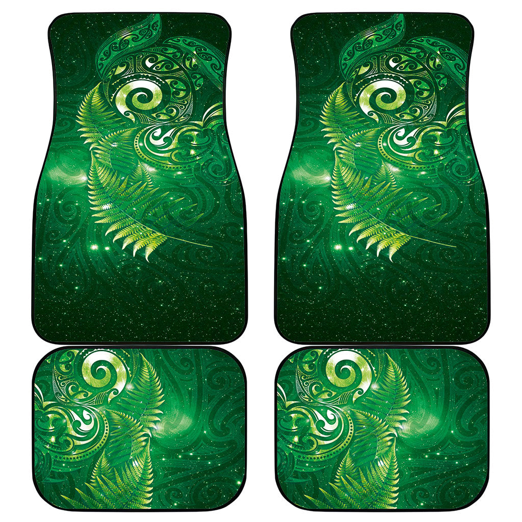 Aotearoa New Zealand New Year Car Mats Tribal Koru Tattoo Green Galaxy Maori Silver Fern LT03 - Polynesian Pride