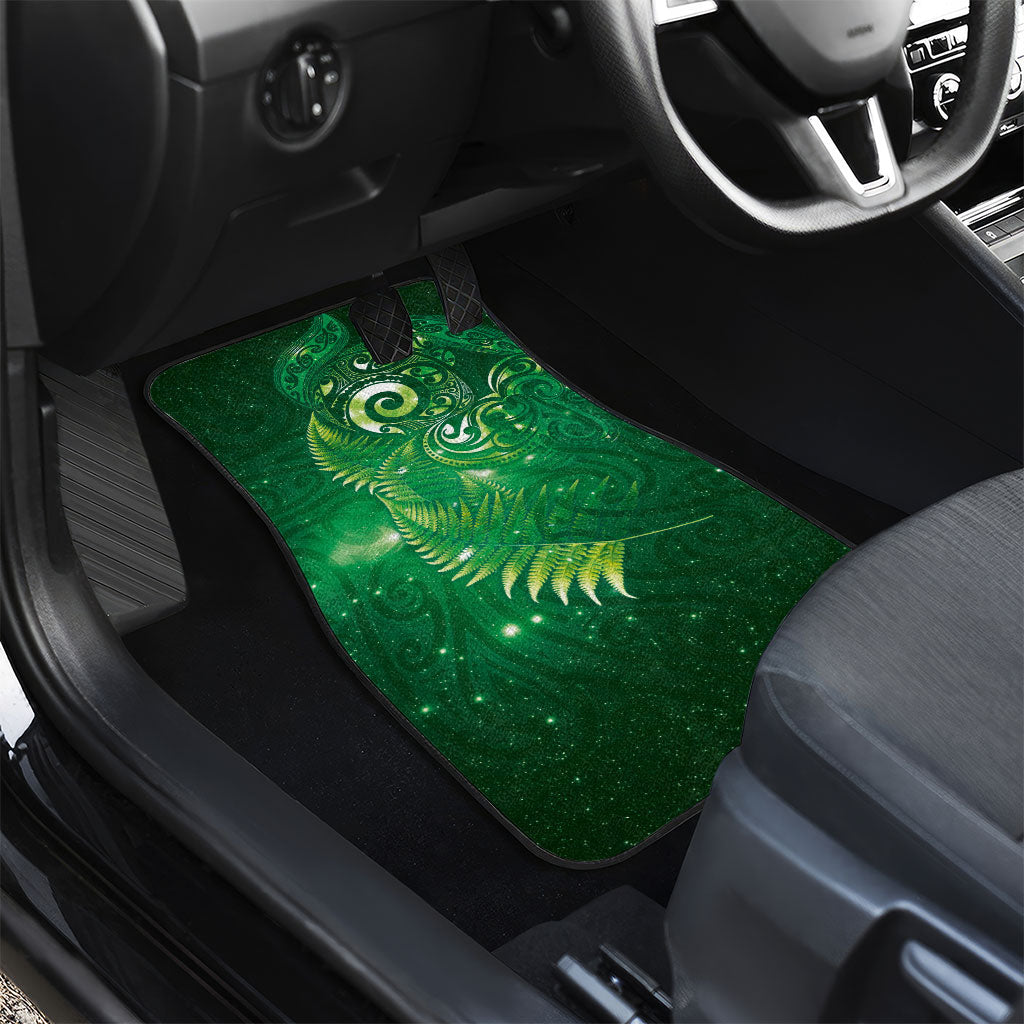 Aotearoa New Zealand New Year Car Mats Tribal Koru Tattoo Green Galaxy Maori Silver Fern LT03 - Polynesian Pride