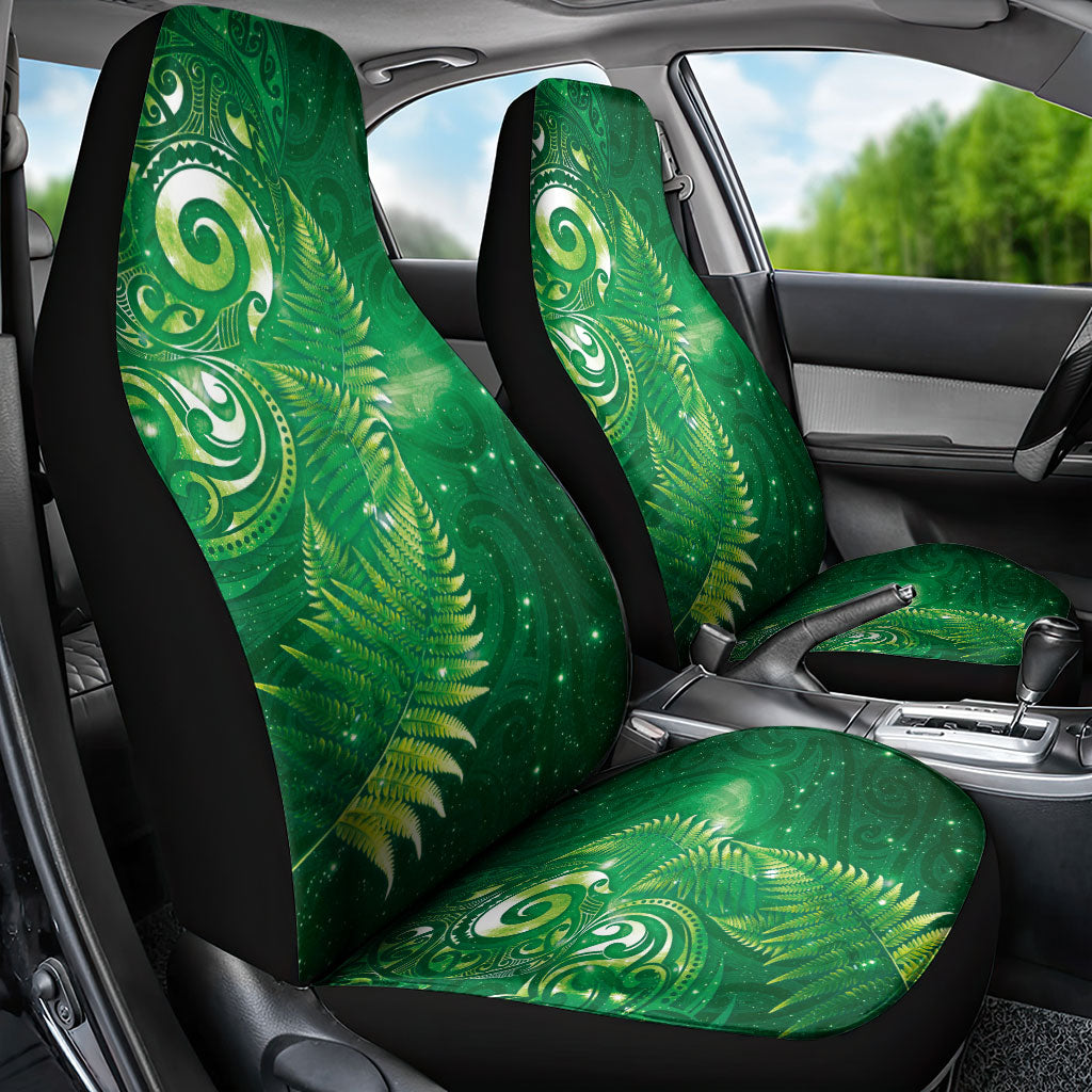 Aotearoa New Zealand New Year Car Seat Cover Tribal Koru Tattoo Green Galaxy Maori Silver Fern LT03 - Polynesian Pride