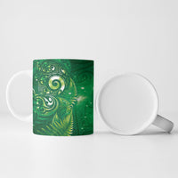 Aotearoa New Zealand New Year Ceramic Mug Tribal Koru Tattoo Green Galaxy Maori Silver Fern LT03 - Polynesian Pride