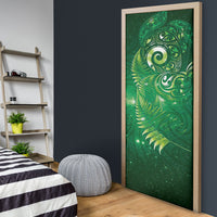 Aotearoa New Zealand New Year Door Cover Tribal Koru Tattoo Green Galaxy Maori Silver Fern LT03 - Polynesian Pride