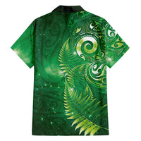 Aotearoa New Zealand New Year Family Matching Mermaid Dress and Hawaiian Shirt Tribal Koru Tattoo Green Galaxy Maori Silver Fern LT03 - Polynesian Pride