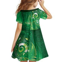 Aotearoa New Zealand New Year Family Matching Puletasi and Hawaiian Shirt Tribal Koru Tattoo Green Galaxy Maori Silver Fern LT03 - Polynesian Pride