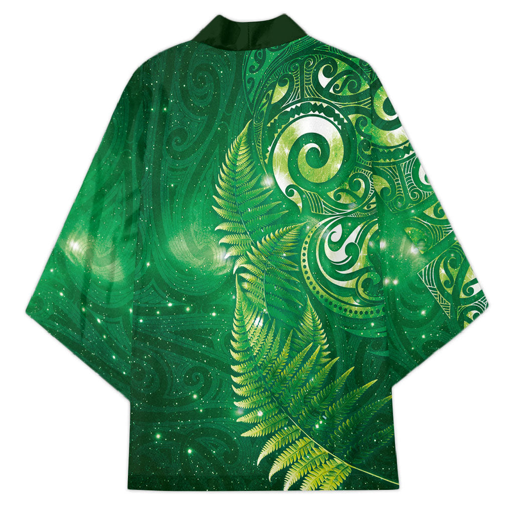 Aotearoa New Zealand New Year Kimono Tribal Koru Tattoo Green Galaxy Maori Silver Fern LT03 - Polynesian Pride