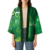 Aotearoa New Zealand New Year Kimono Tribal Koru Tattoo Green Galaxy Maori Silver Fern LT03 - Polynesian Pride