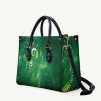 Aotearoa New Zealand New Year Leather Bag Tribal Koru Tattoo Green Galaxy Maori Silver Fern LT03 Green - Polynesian Pride