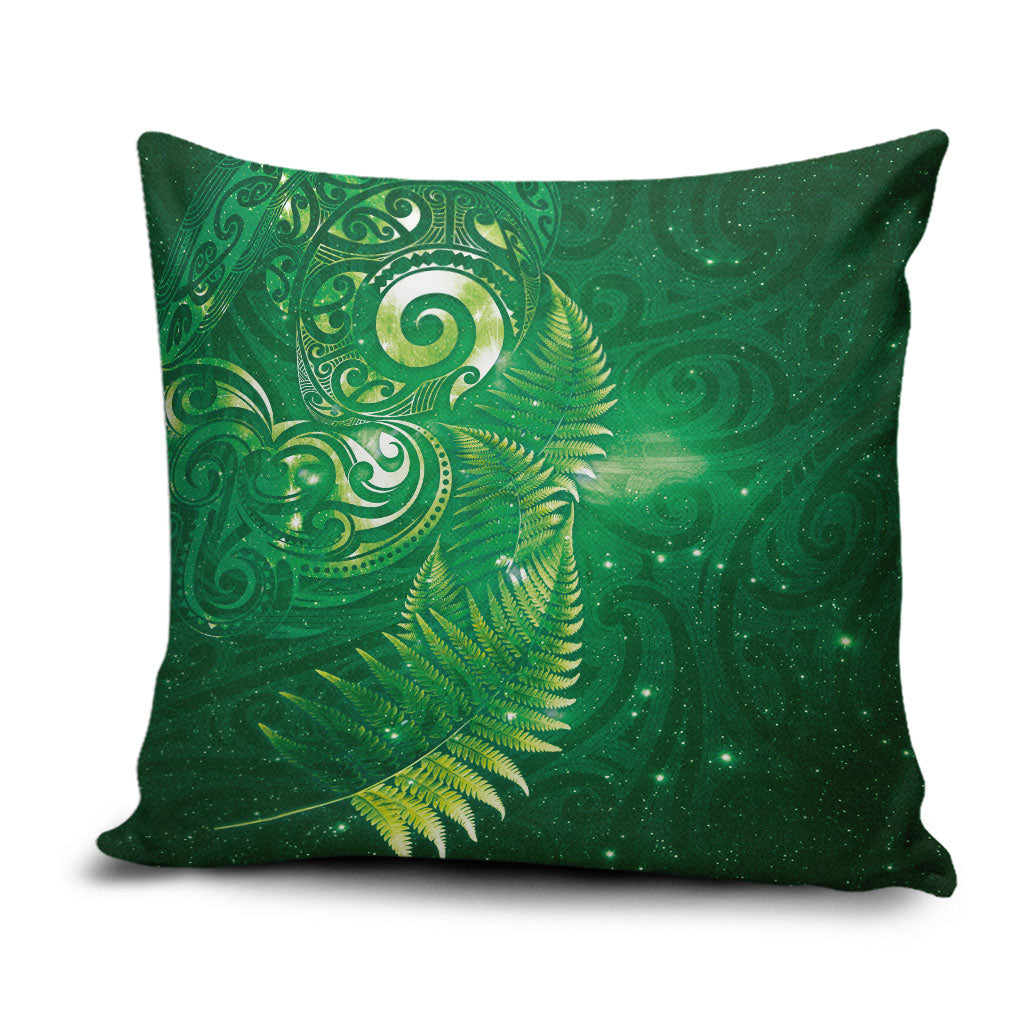 Aotearoa New Zealand New Year Pillow Cover Tribal Koru Tattoo Green Galaxy Maori Silver Fern LT03 Green - Polynesian Pride