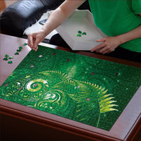 Aotearoa New Zealand New Year Puzzle Tribal Koru Tattoo Green Galaxy Maori Silver Fern LT03 - Polynesian Pride