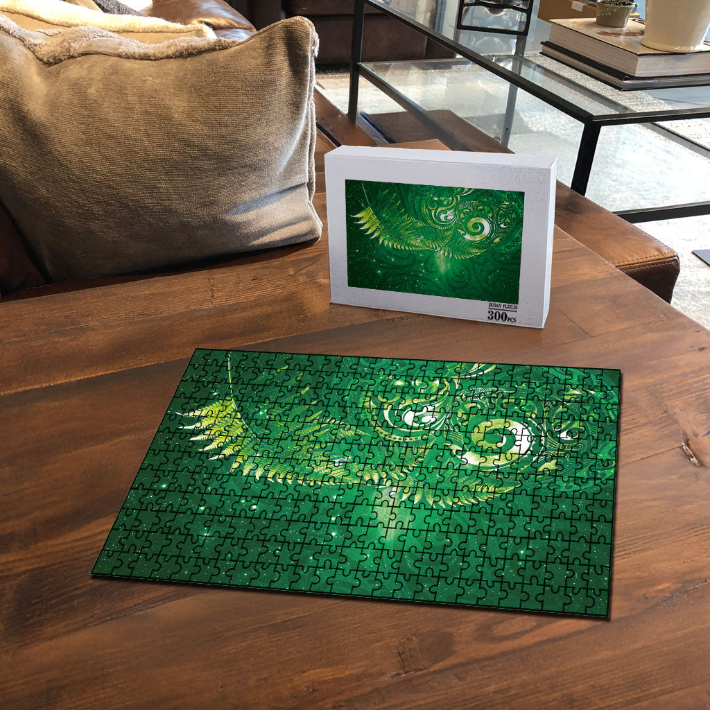 Aotearoa New Zealand New Year Puzzle Tribal Koru Tattoo Green Galaxy Maori Silver Fern LT03 - Polynesian Pride