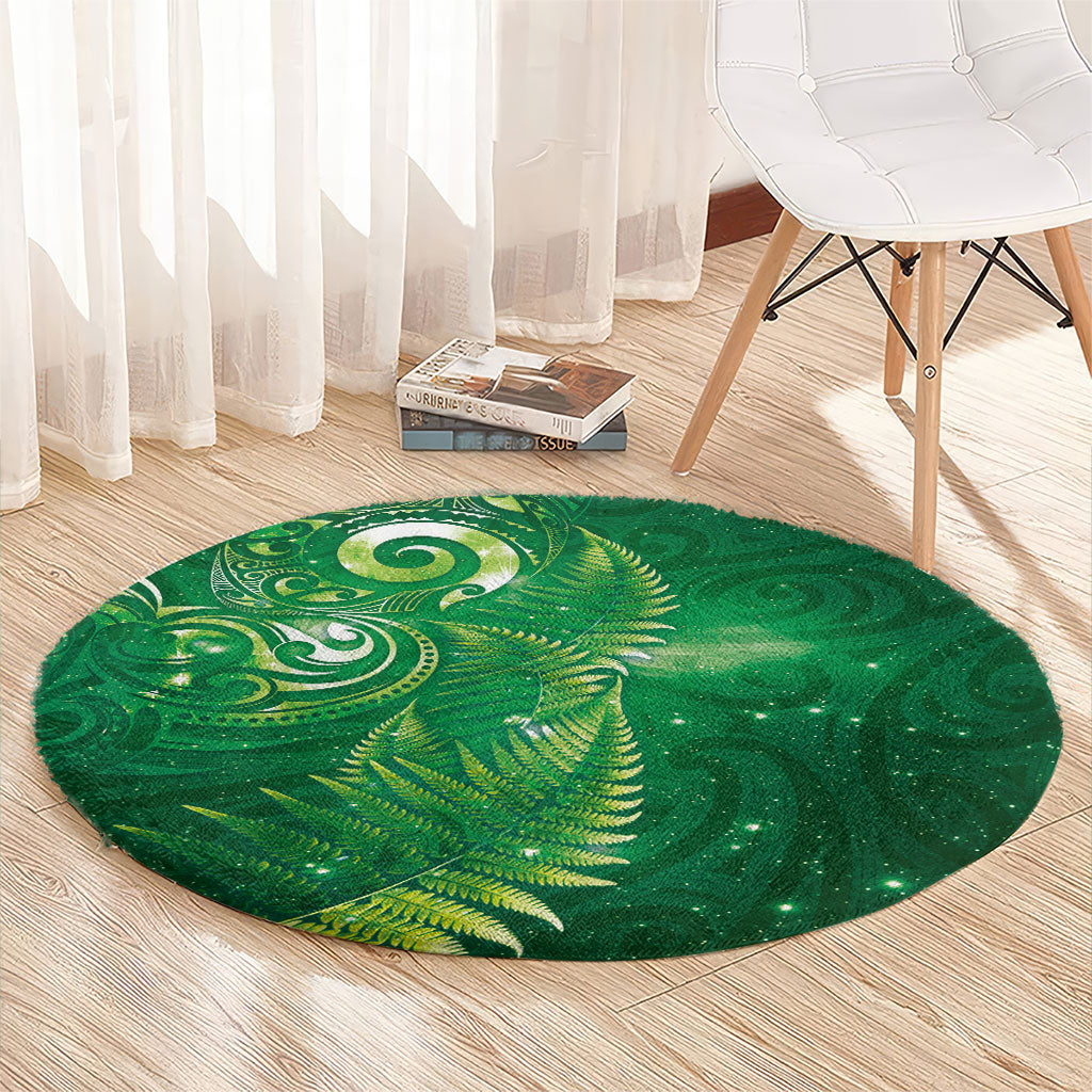 Aotearoa New Zealand New Year Round Carpet Tribal Koru Tattoo Green Galaxy Maori Silver Fern LT03 - Polynesian Pride