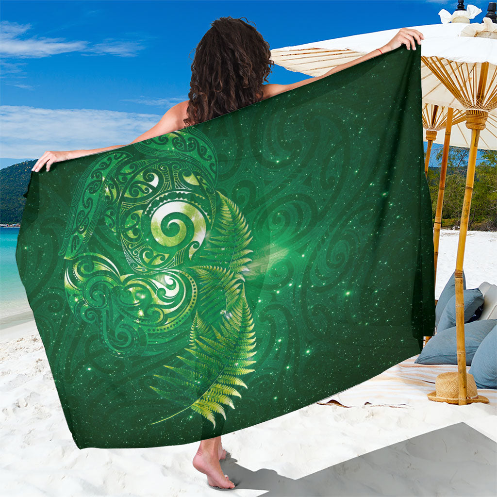 Aotearoa New Zealand New Year Sarong Tribal Koru Tattoo Green Galaxy Maori Silver Fern LT03 One Size 44 x 66 inches Green - Polynesian Pride