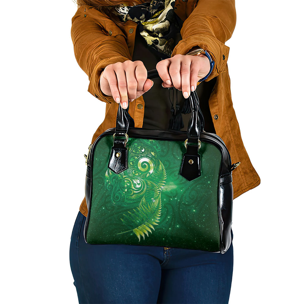 Aotearoa New Zealand New Year Shoulder Handbag Tribal Koru Tattoo Green Galaxy Maori Silver Fern LT03 One Size Green - Polynesian Pride