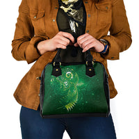 Aotearoa New Zealand New Year Shoulder Handbag Tribal Koru Tattoo Green Galaxy Maori Silver Fern LT03 - Polynesian Pride