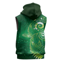 Aotearoa New Zealand New Year Sleeveless Hoodie Tribal Koru Tattoo Green Galaxy Maori Silver Fern LT03 - Polynesian Pride