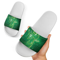 Aotearoa New Zealand New Year Slide Sandals Tribal Koru Tattoo Green Galaxy Maori Silver Fern LT03 - Polynesian Pride