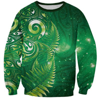Aotearoa New Zealand New Year Sweatshirt Tribal Koru Tattoo Green Galaxy Maori Silver Fern LT03 Unisex Green - Polynesian Pride