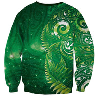 Aotearoa New Zealand New Year Sweatshirt Tribal Koru Tattoo Green Galaxy Maori Silver Fern LT03 - Polynesian Pride