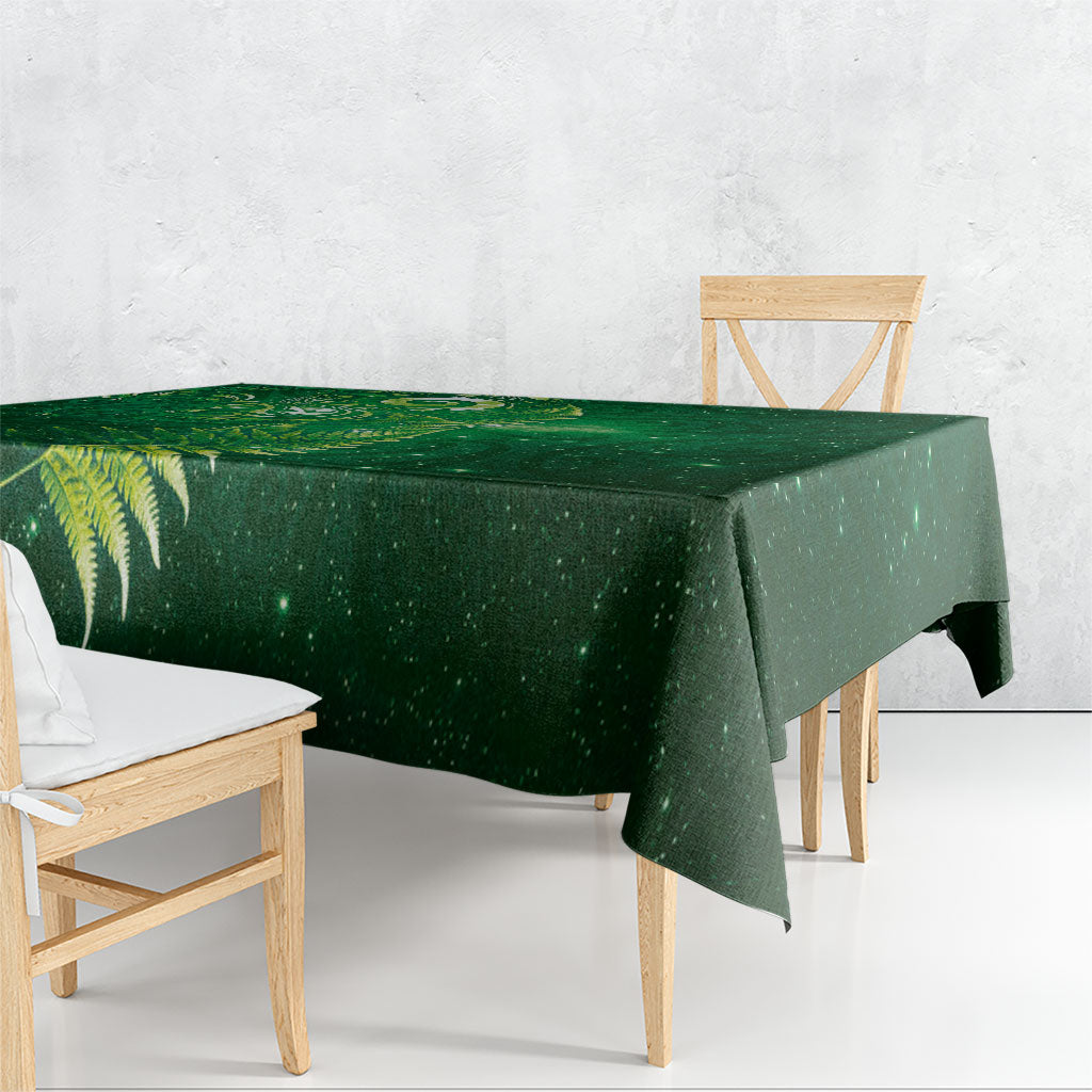 Aotearoa New Zealand New Year Tablecloth Tribal Koru Tattoo Green Galaxy Maori Silver Fern LT03 - Polynesian Pride