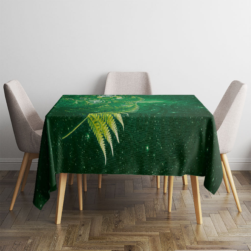 Aotearoa New Zealand New Year Tablecloth Tribal Koru Tattoo Green Galaxy Maori Silver Fern LT03 - Polynesian Pride